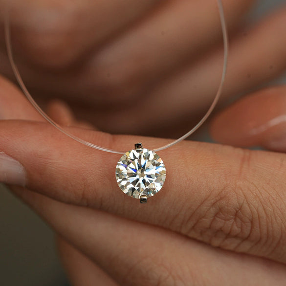 Silver Heart Shape Pendant Invisible Necklace For Women