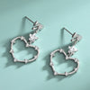 925 Silver Heartshaped Bow Earrings Inlaid With Fivepointed Star Tassel Zircon Diamond Design