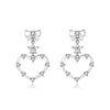 925 Silver Heartshaped Bow Earrings Inlaid With Fivepointed Star Tassel Zircon Diamond Design