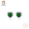 925 Silver Heartshaped Earrings With Green White Zirconium And Emerald Gem Seiko Plated