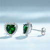 925 Silver Heartshaped Earrings With Green White Zirconium And Emerald Gem Seiko Plated