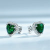 925 Silver Heartshaped Earrings With Green White Zirconium And Emerald Gem Seiko Plated