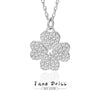 Silver Heartshaped Fourleaf Clover Necklace With Microinlaid Diamond