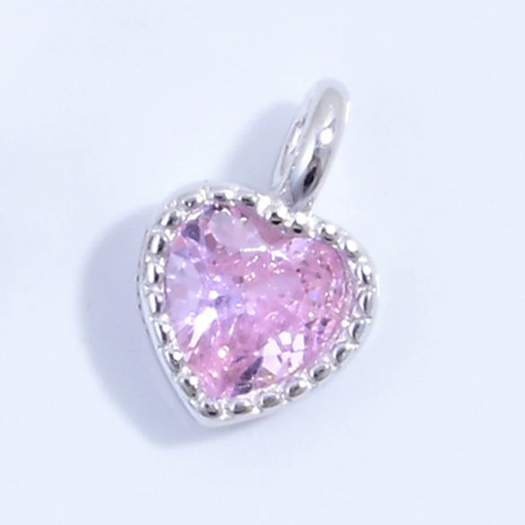 925 Silver Heartshaped Jewelry Pendant Inlaid With Colored Diamonds And Zirconia
