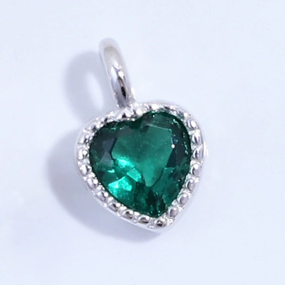 925 Silver Heartshaped Jewelry Pendant Inlaid With Colored Diamonds And Zirconia