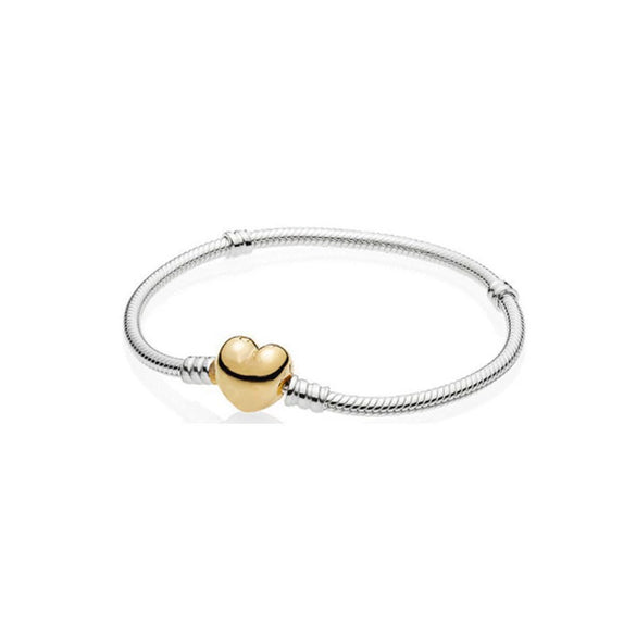 925 Silver Heartshaped Snake Chain Bracelet With Geometric Design In Gold Tone And Rose Gold Tone For Women And Men