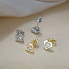 Silver 925 Heartshaped Zircon Earrings Electroplated Niche Ins Cold Style