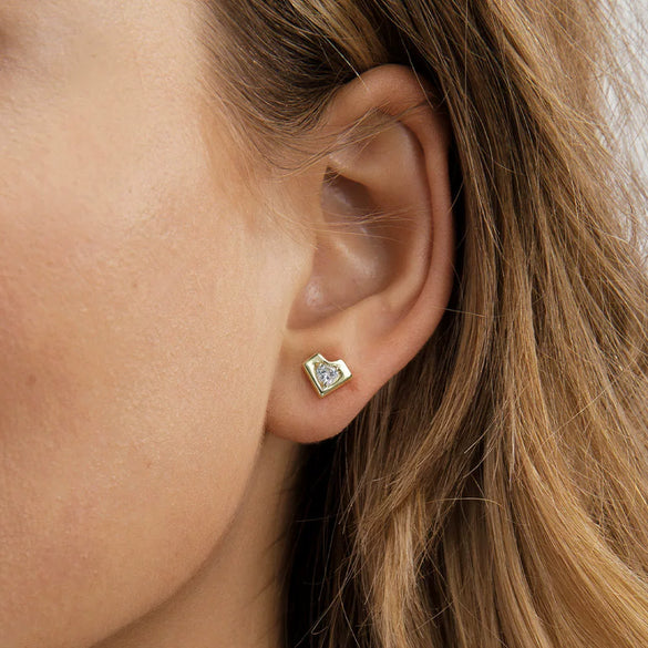Silver 925 Heartshaped Zircon Earrings Electroplated Niche Ins Cold Style