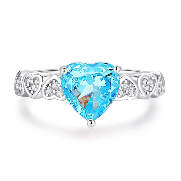 Silver 925 High Carbon Diamond Aquamarine Geometric Light Luxury Ring For Women