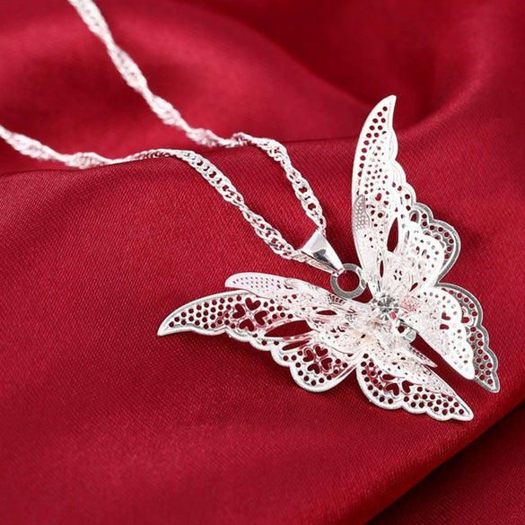 925 Silver Hollow Pointed Butterfly Multi Layer Pendant Jewelry With Geometric Pattern And Electroplating For Men And Women