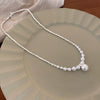 Silver Imitation Pearls And Zircon Geometric Clavicle Necklace For Women Set With Pearls