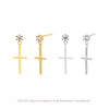 Silver Inlaid Zircon Cross Geometric Women's Earrings