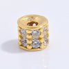 Silver Inlaid Zirconia Multilayered Cylinder Wheel Round Beads Bracelet Necklace Loose Beads