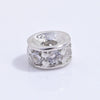 Silver Inlaid Zirconia Multilayered Cylinder Wheel Round Beads Bracelet Necklace Loose Beads