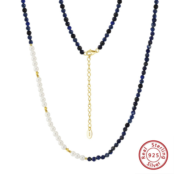 Silver Jewelry Baroque Imitation Pearl Turquoise Necklace Geometric Drop Shape Electroplated For Women
