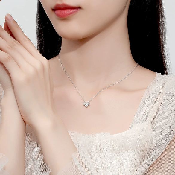 Silver Jewelry Bee Pendant Necklace With Geometric Design And Diamond Treatment For Women