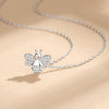 Silver Jewelry Bee Pendant Necklace With Geometric Design And Diamond Treatment For Women