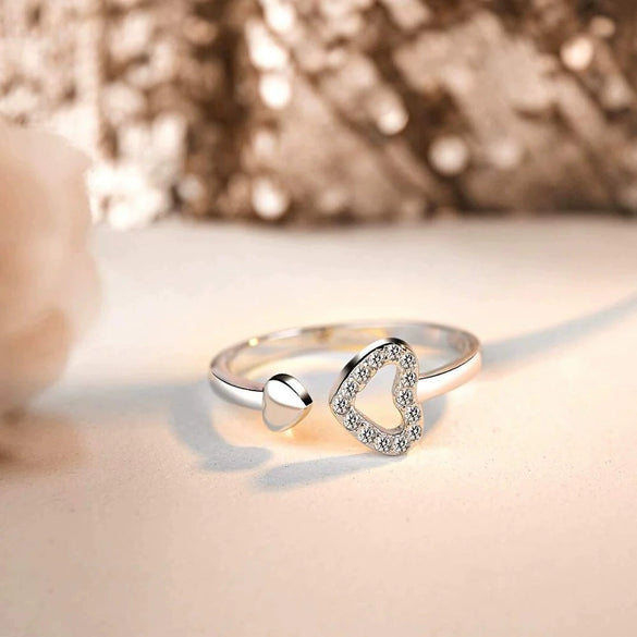 Silver Jewelry Love Diamond Mother And Daughter Opening Ring 925 Sterling Silver Geometric Electroplated