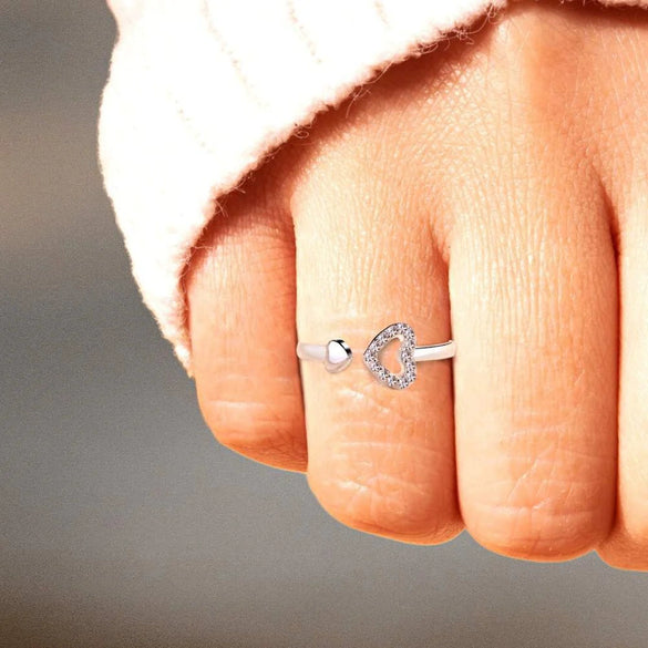 Silver Jewelry Love Diamond Mother And Daughter Opening Ring 925 Sterling Silver Geometric Electroplated