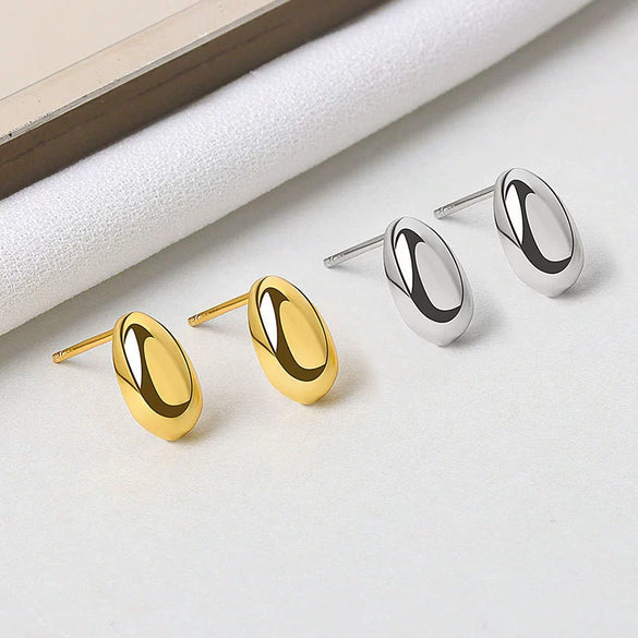 Silver Jewelry S925 Sterling Silver Geometric Oval Earrings For Women