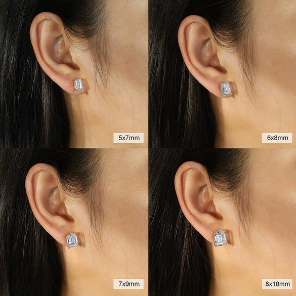 Silver Jewelry 925 Silver Geometric Emerald Cut Rectangular Pagoda Earrings Electroplated Unisex