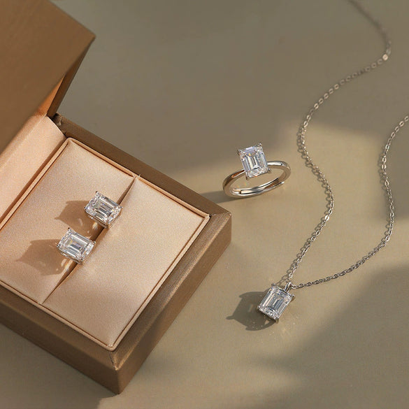 Silver Jewelry 925 Silver Geometric Emerald Cut Rectangular Pagoda Earrings Electroplated Unisex