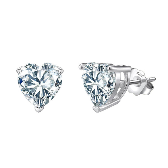 Silver Jewelry 925 Silver Geometric Heartshaped Electroplated Zircon Earrings For Women And Students