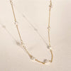 Silver Jewelry Simple Pearl Rice Bead Necklace With Geometric Pattern 925 Sterling Silver