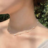 Silver Jewelry Simple Pearl Rice Bead Necklace With Geometric Pattern 925 Sterling Silver