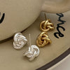 Silver Knot Drop Shape Earrings Set With Pearls Simple Fashion Style