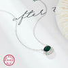 925 Silver Light Luxury Retro Clavicle Chain With Green Zircon Geometric Design For Women