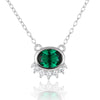 925 Silver Light Luxury Retro Clavicle Chain With Green Zircon Geometric Design For Women