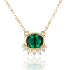 925 Silver Light Luxury Retro Clavicle Chain With Green Zircon Geometric Design For Women