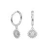 Silver Microinlaid Zircon Sunflower Earrings For Women