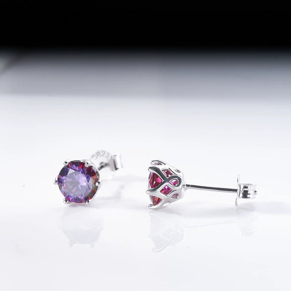 Silver Moissanite Classic Round Earrings