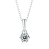 Silver Moissanite Inlaid Geometric Minimalist Pendant Necklace With Chain