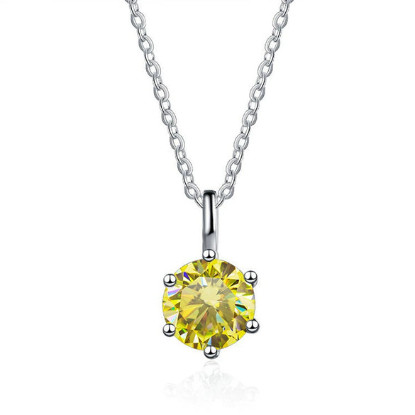 Silver Moissanite Necklace Set With Precious Stones Animals Zodiac Round Shape For Women