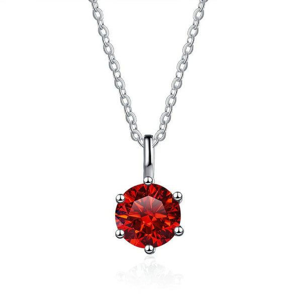 Silver Moissanite Necklace Set With Precious Stones Animals Zodiac Round Shape For Women