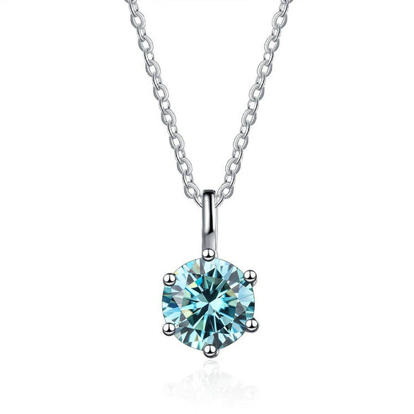 Silver Moissanite Necklace Set With Precious Stones Animals Zodiac Round Shape For Women