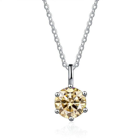Silver Moissanite Necklace Set With Precious Stones Animals Zodiac Round Shape For Women