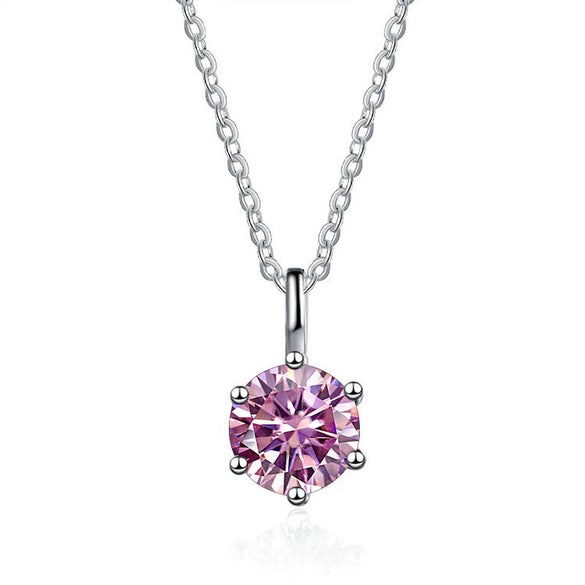 Silver Moissanite Necklace Set With Precious Stones Animals Zodiac Round Shape For Women