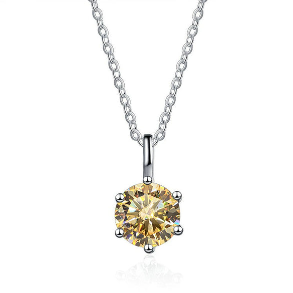 Silver Moissanite Necklace Set With Precious Stones Animals Zodiac Round Shape For Women