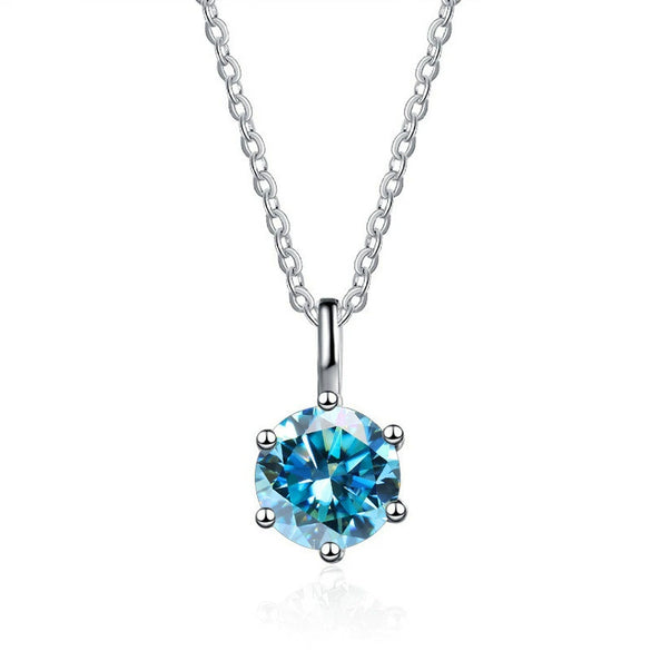 Silver Moissanite Necklace Set With Precious Stones Animals Zodiac Round Shape For Women