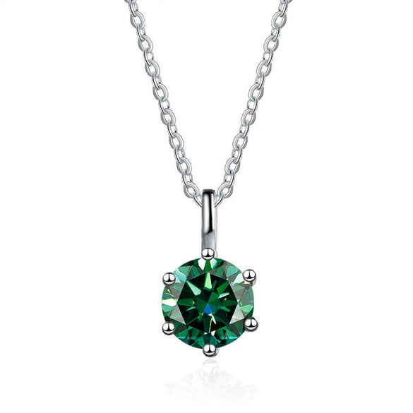 Silver Moissanite Necklace Set With Precious Stones Animals Zodiac Round Shape For Women