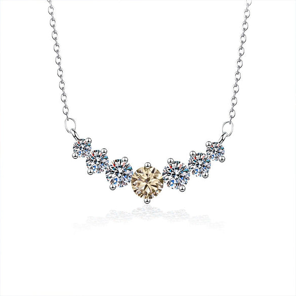 Silver Moissanite Pendant Necklace For Women Set With Gems In Animal Zodiac Style And Round Shape