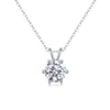 Silver Moissanite Pendant Necklace For Women With Geometric Pattern And Sixclaw Setting