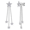 Silver Moissanite Pentagonal Star Tassel Earrings With Electroplating Treatment For Women
