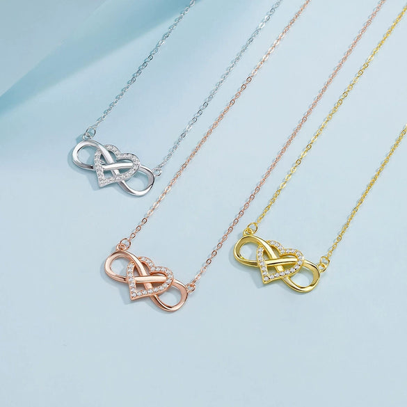 Silver Necklace Fashion Tie Heart Micro Inlay Pendant Jewelry