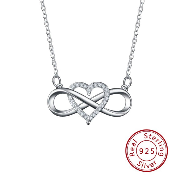 Silver Necklace Fashion Tie Heart Micro Inlay Pendant Jewelry