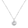 Silver Necklace Light Luxury Geometric Letter Pendant Ball Chain Electroplated